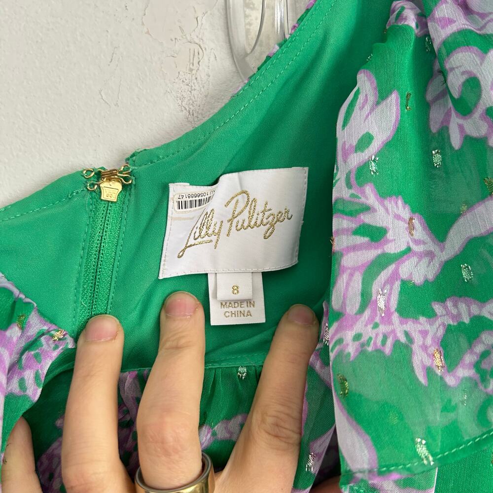 Lilly Pulitzer Rosalynn Ruffle Maxi Dress Green Size 8 - Picture 10 of 10